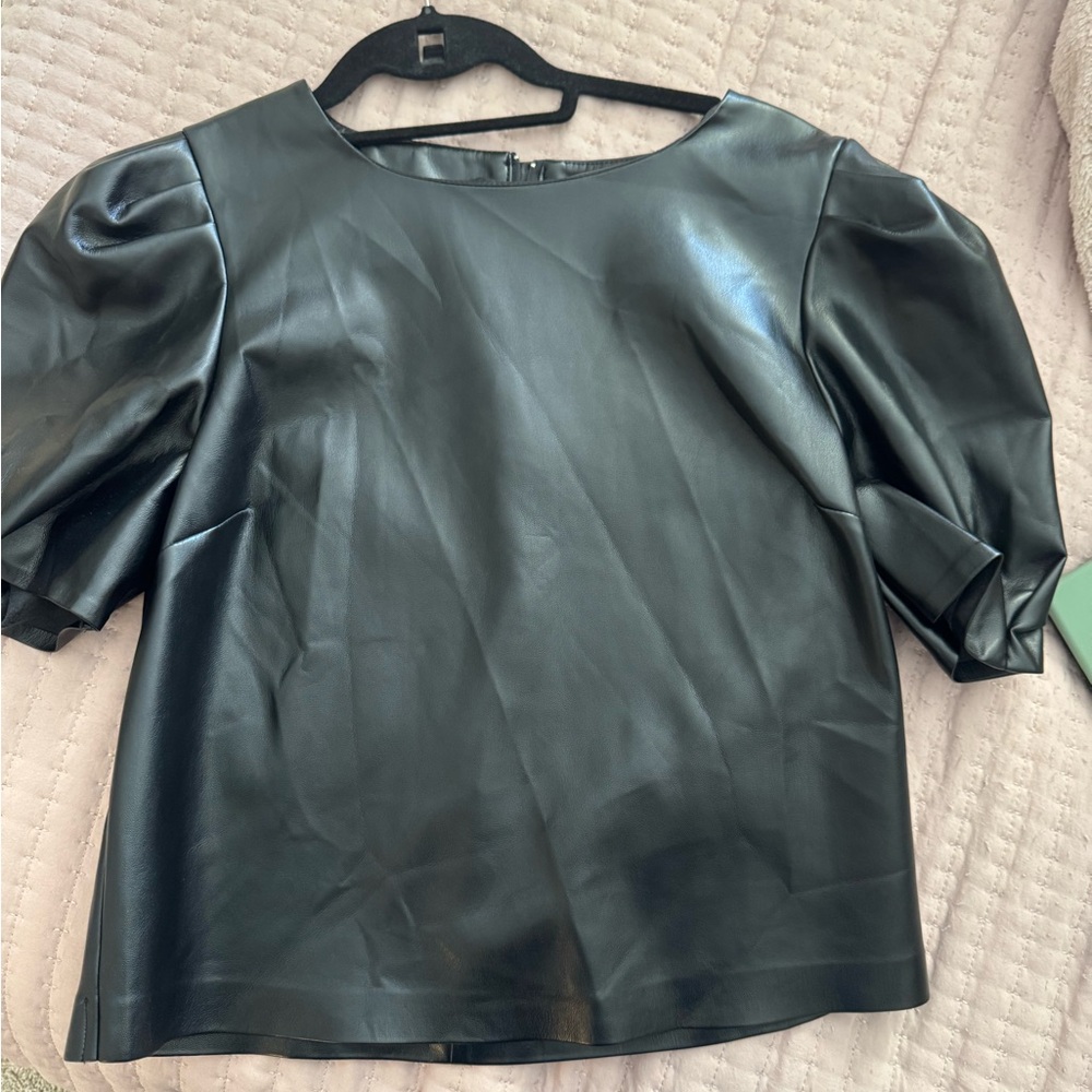 cupcakes & cashmere Black Faux Leather Top